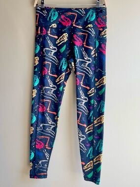 CVG Constantly Varied Gear Black Multi Color Dinosaur Print Leggings